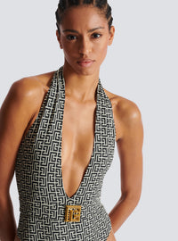 Maillot de bain une pièce à monogramme pb labyrinthe - Natural