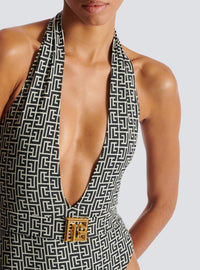 Monogram one-piece swimsuit - Natural