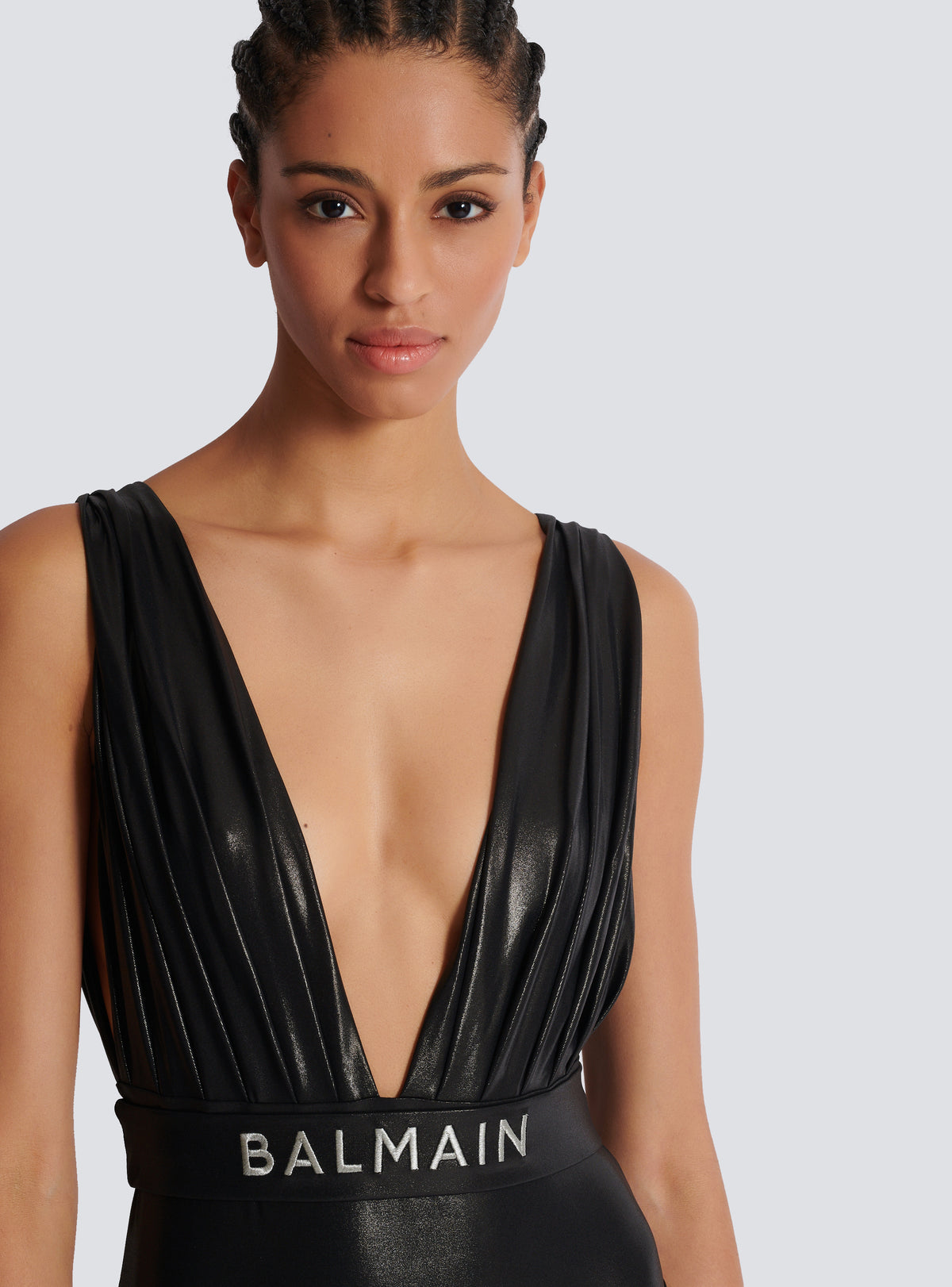 Maillot de bain une pièce drapé ceinturé - Noir