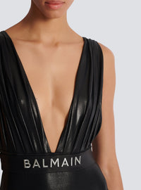 Maillot de bain une pièce drapé ceinturé - Noir