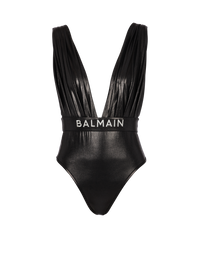 Maillot de bain une pièce drapé ceinturé - Noir