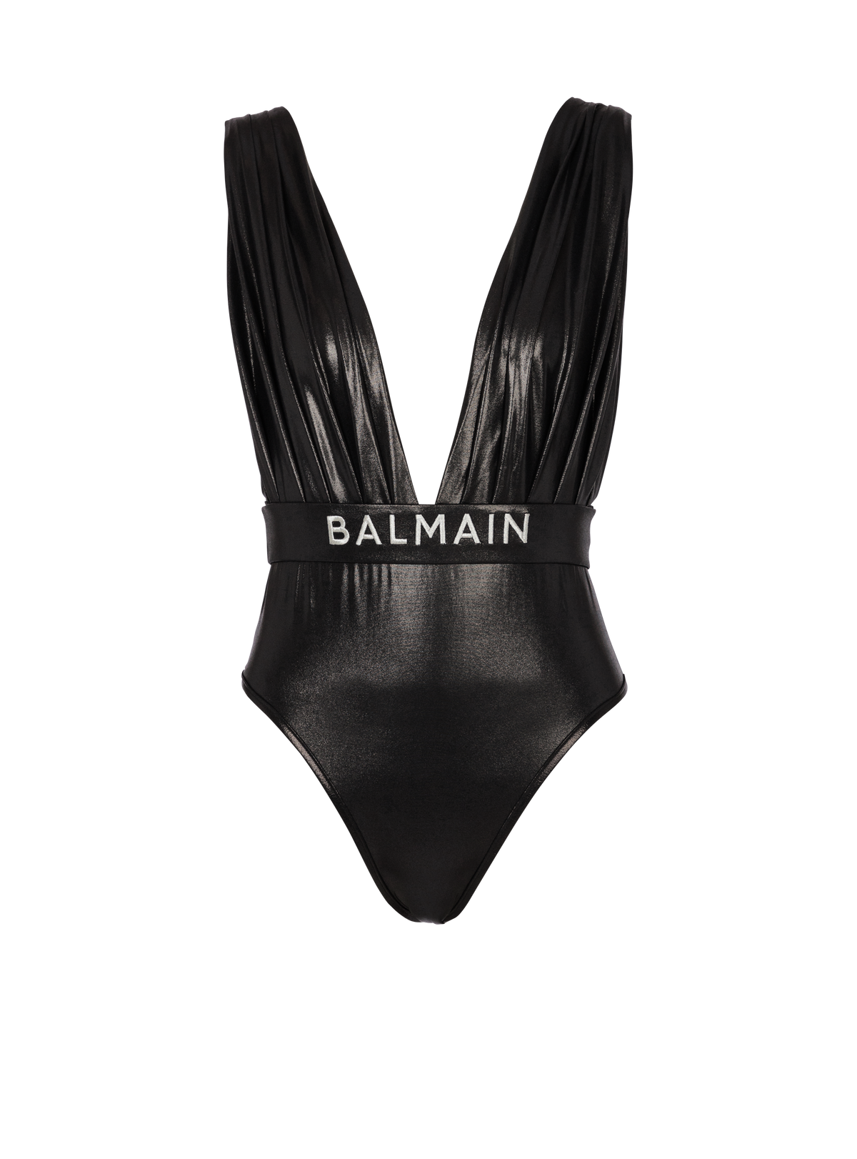 Maillot de bain une pièce drapé ceinturé - Noir
