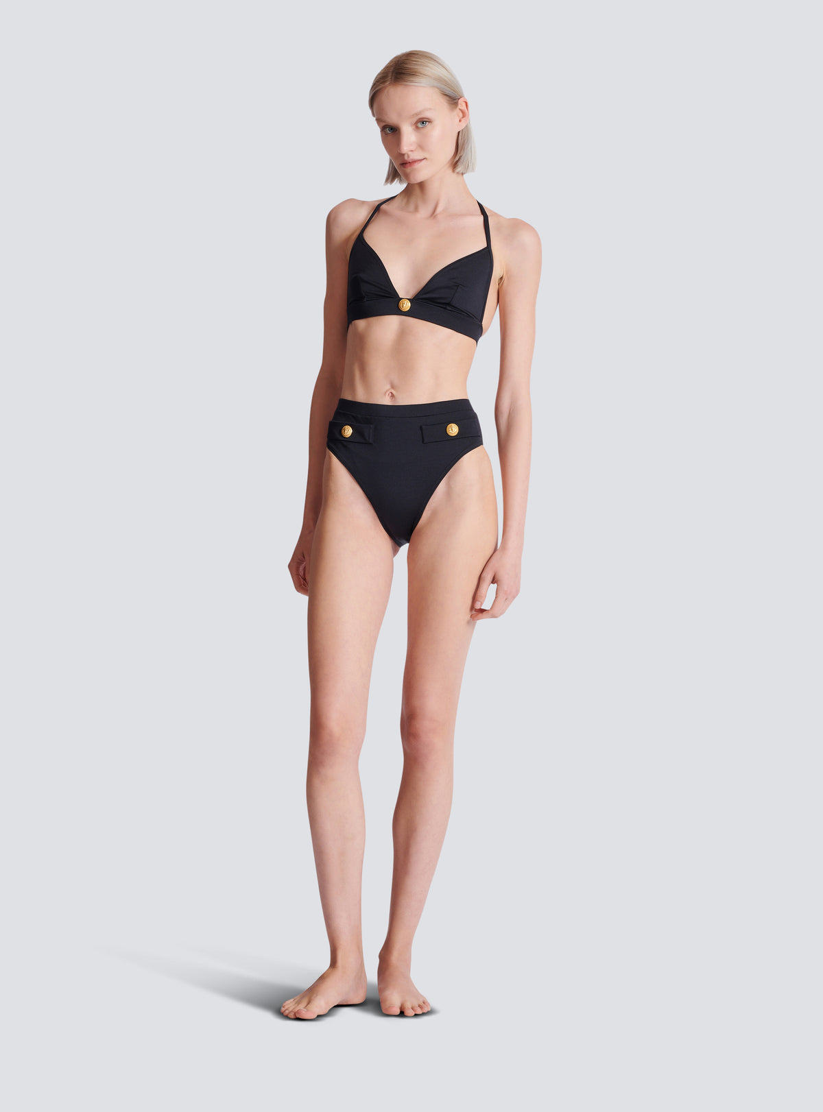 Maillot de bain deux pièces à boutons - Noir