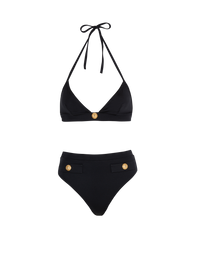 Maillot de bain deux pièces à boutons - Noir