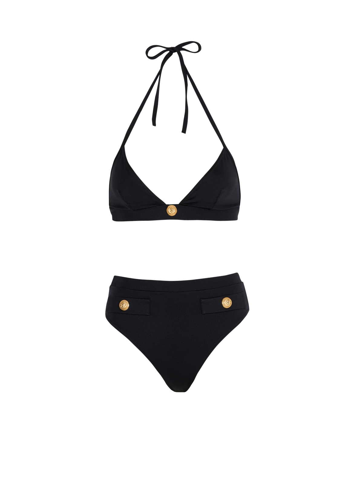 Maillot de bain deux pièces à boutons - Noir