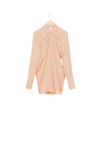 Blouse drapée en soie - Corail