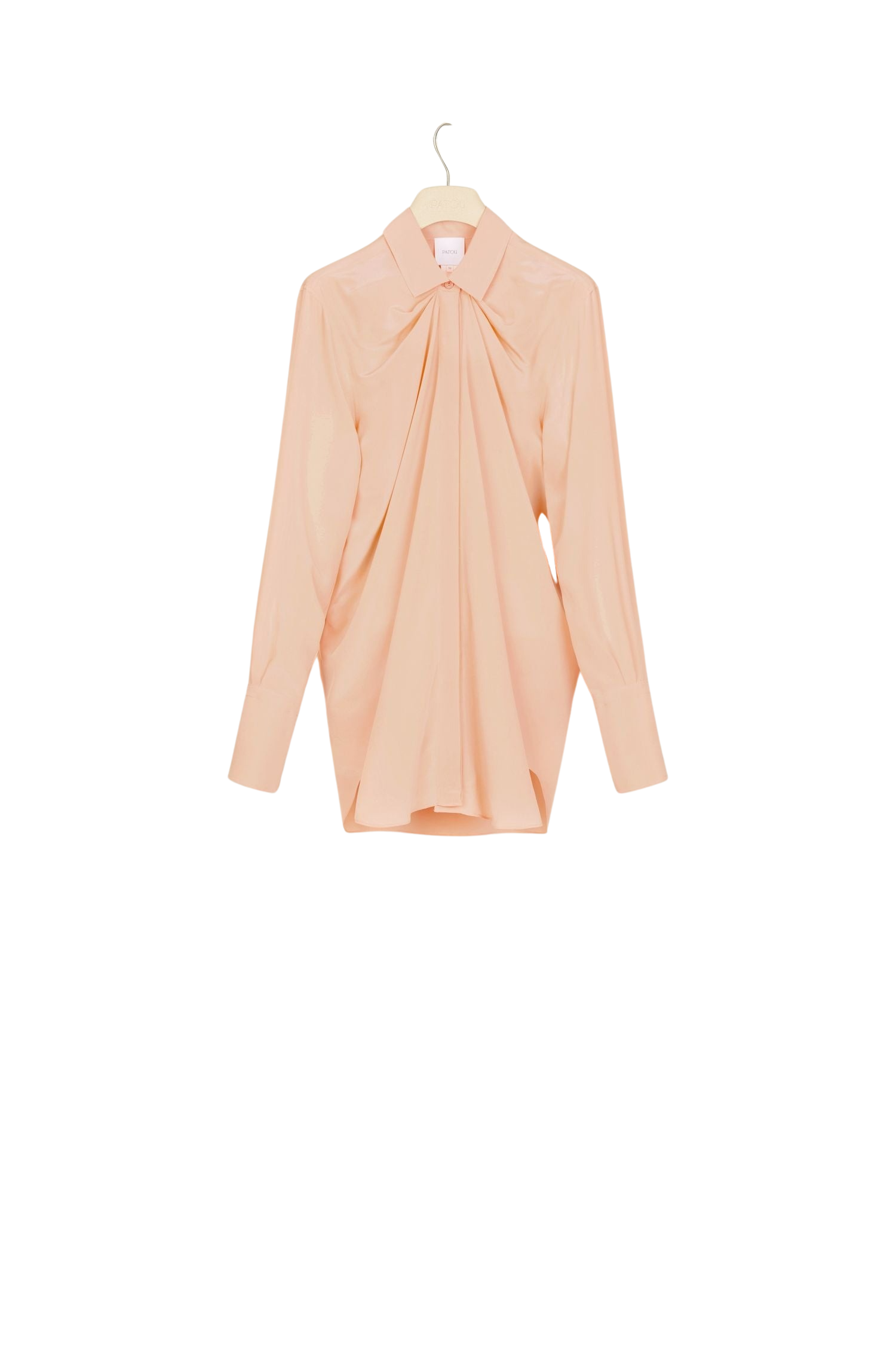 Blouse drapée en soie - Corail