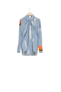 Blouse drapée en soie imprimée - Imprimé Riddle