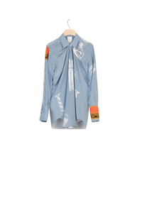 Blouse drapée en soie imprimée - Imprimé Riddle