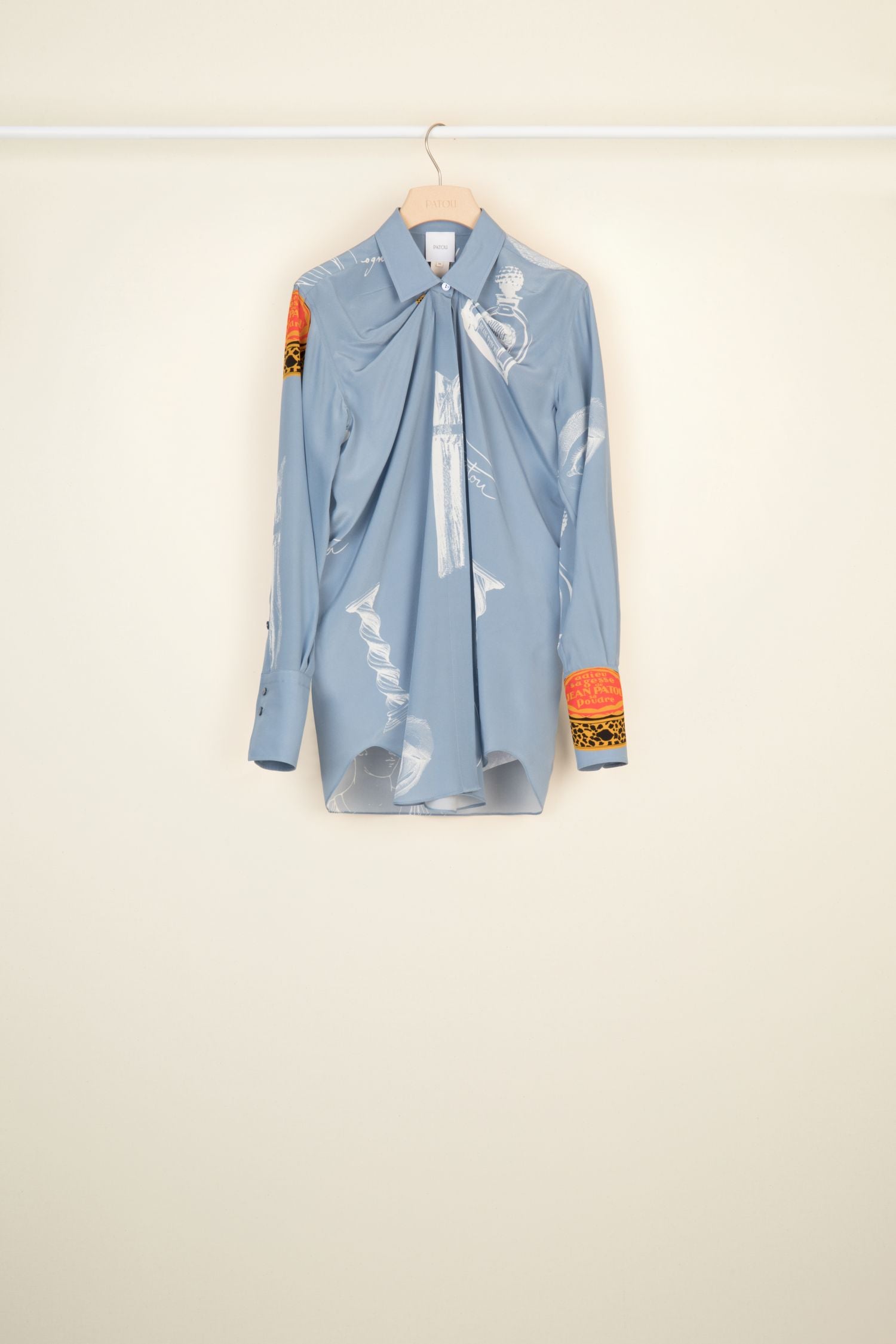 Printed silk draped blouse - Riddle print