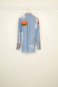 Blouse drapée en soie imprimée - Imprimé Riddle