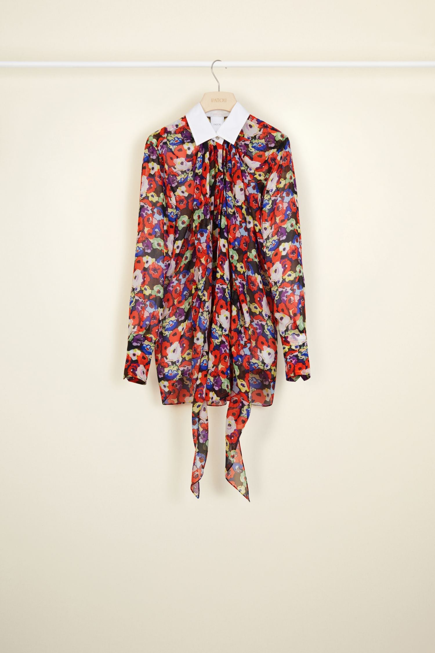 Blouse drapée en soie imprimée - Flowers Bloom