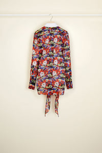 Blouse drapée en soie imprimée - A Thousand Flowers Bloom
