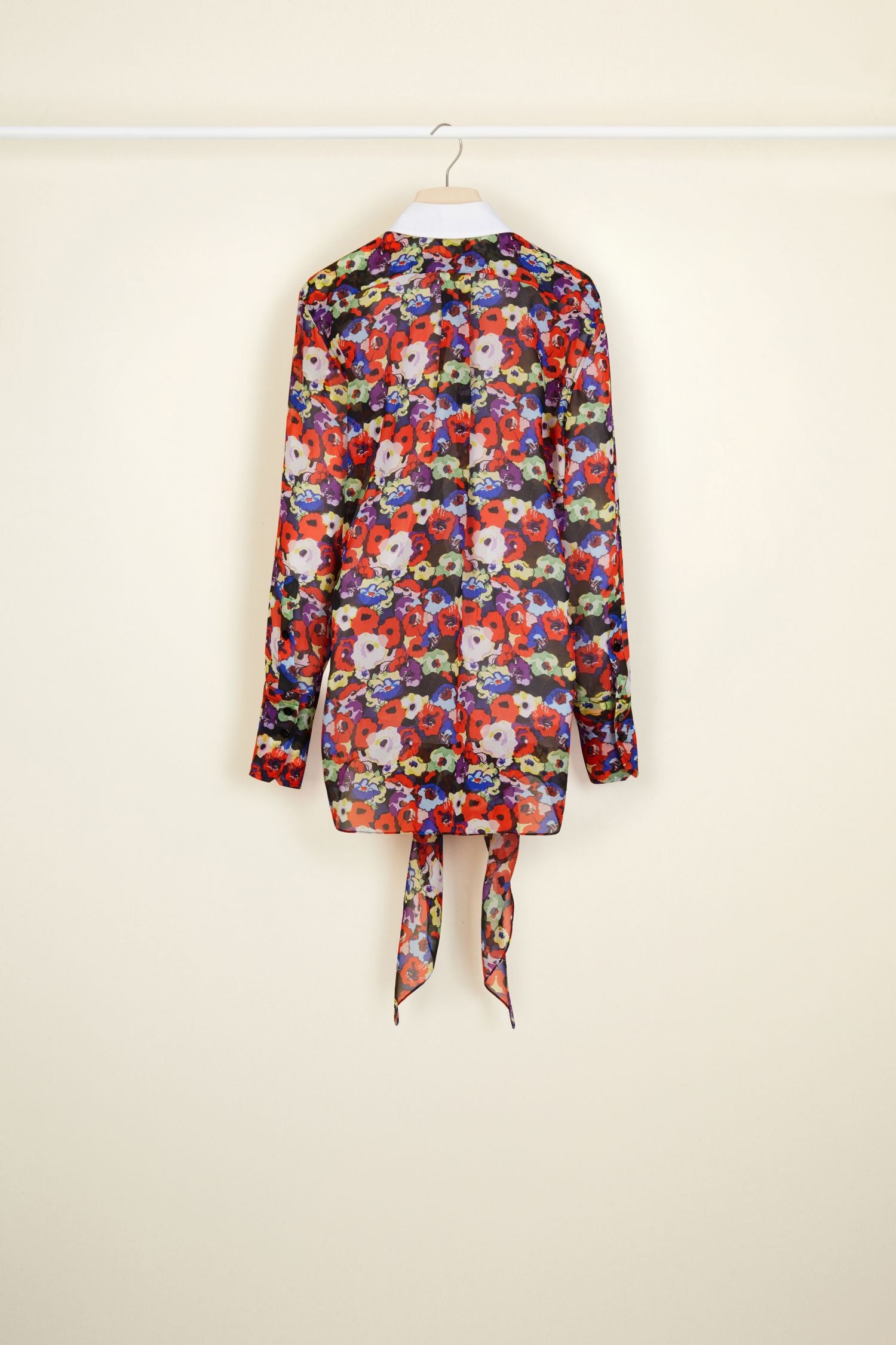 Blouse drapée en soie imprimée - Flowers Bloom