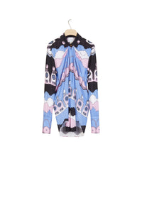 Blouse drapée en jersey imprimé - Clouds