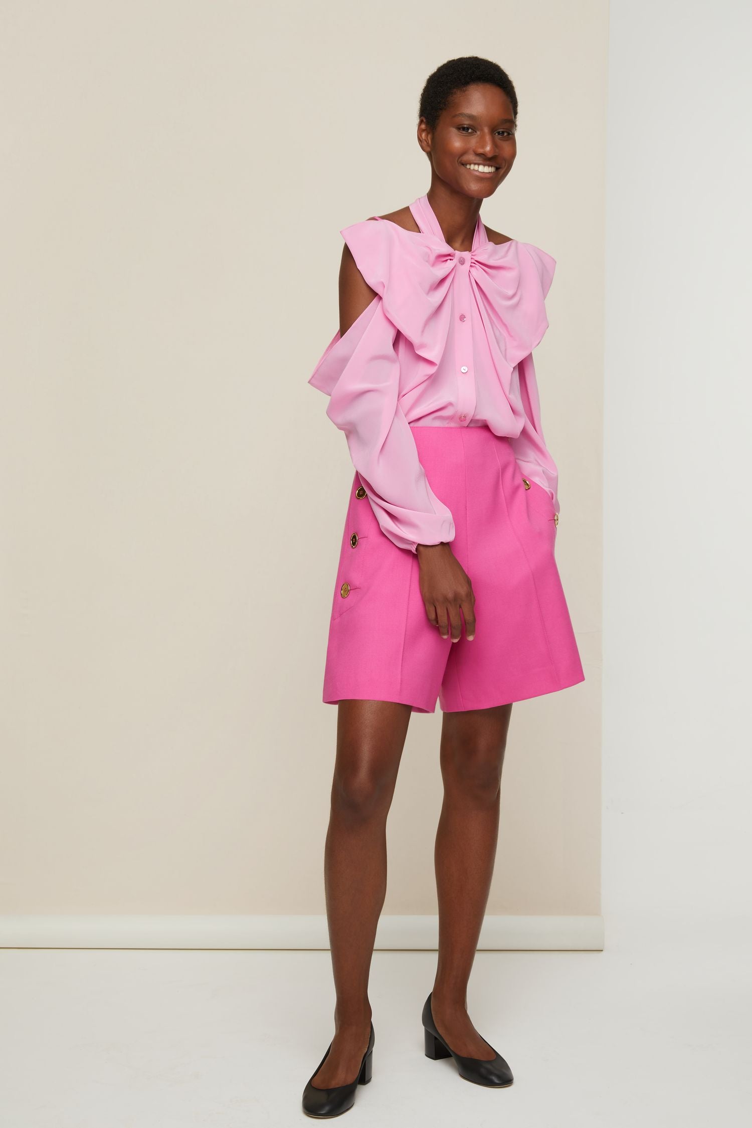 Blouse en soie à épaules dénudées - Pivoine
