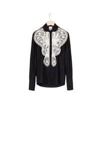 Lace bib shirt - Black