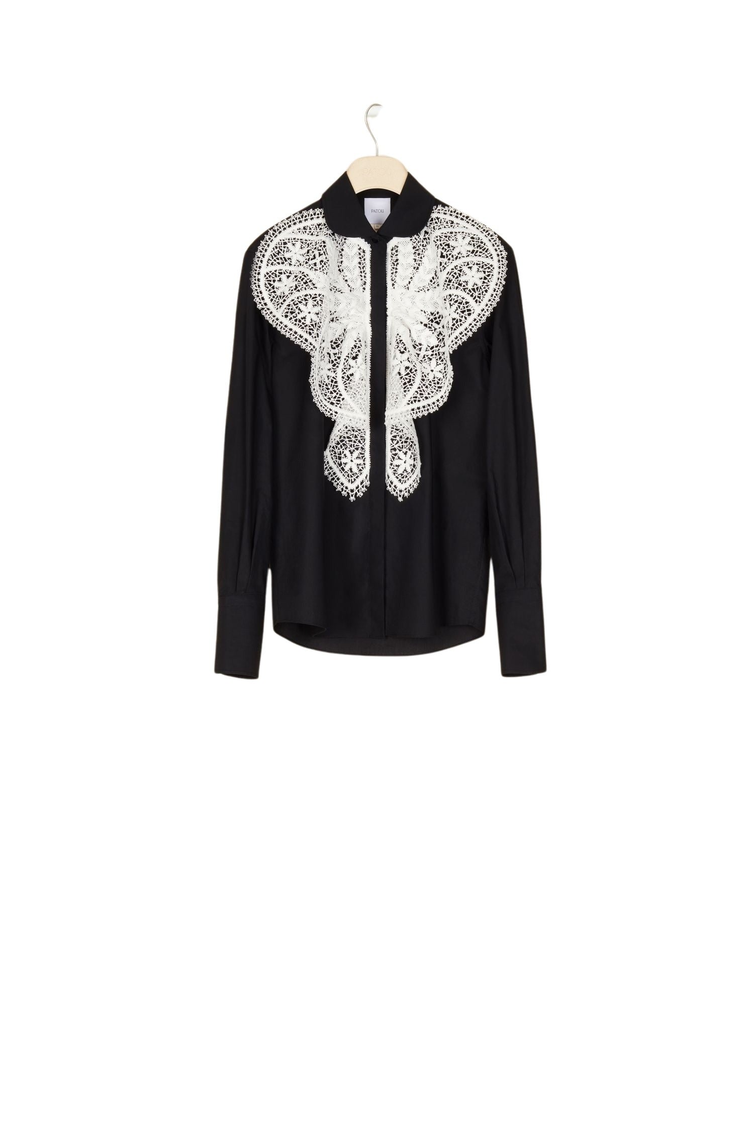 Lace bib shirt - Black