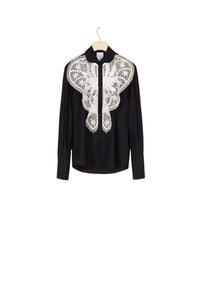 Lace bib shirt - Black
