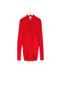 Blouse en jersey à col claudine - Rouge
