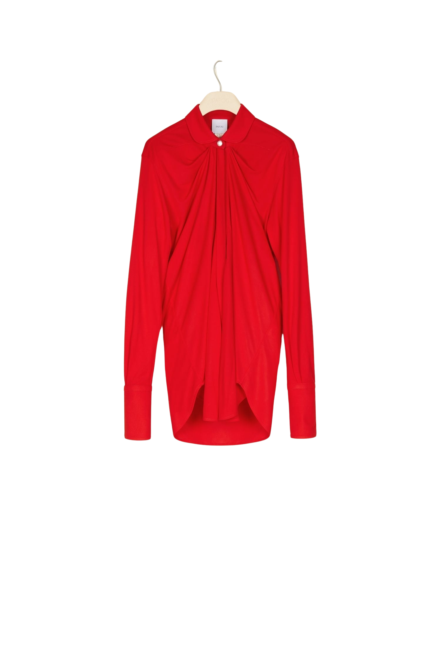 Blouse en jersey à col claudine - Rouge