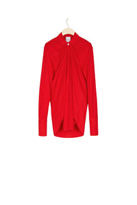 Blouse en jersey à col claudine - Rouge