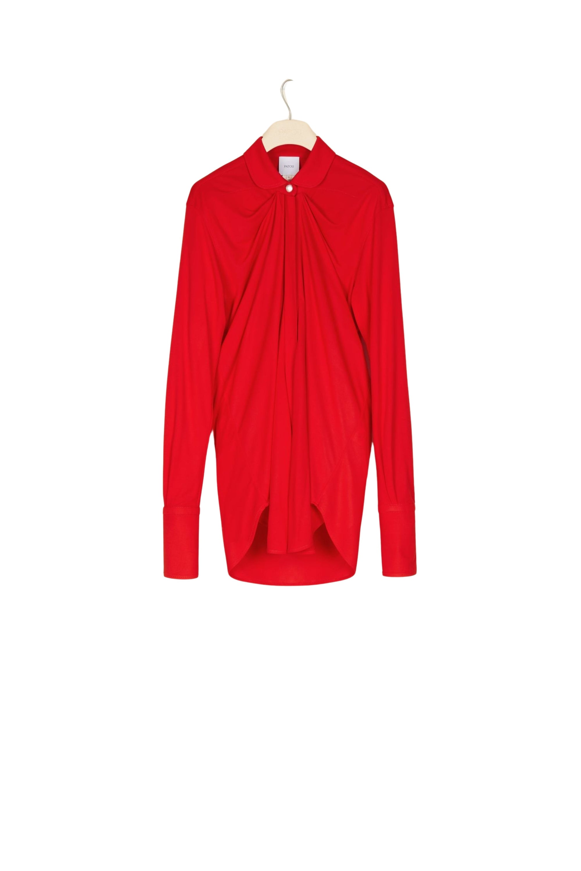 Blouse en jersey à col claudine - Rouge