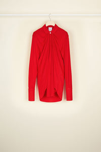 Jersey blouse with claudine collar - Red