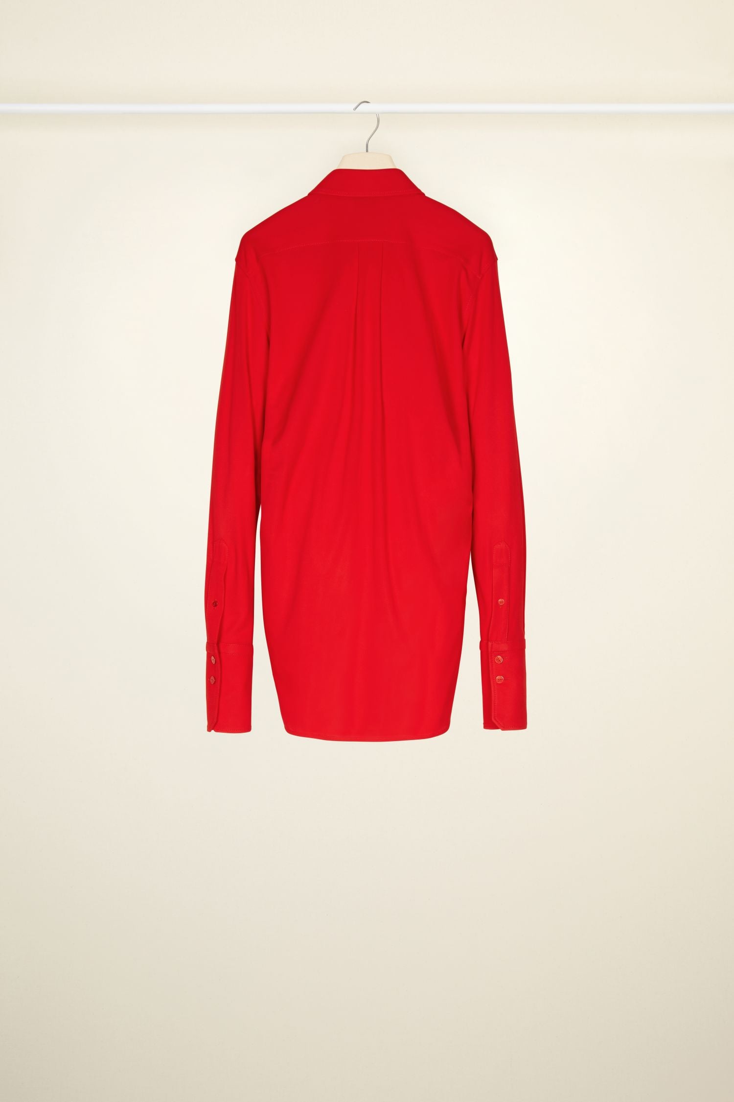 Blouse en jersey à col claudine - Rouge