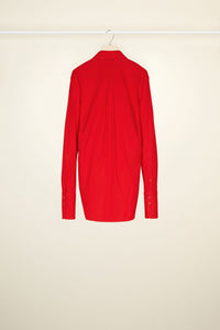 Blouse en jersey à col claudine - Rouge