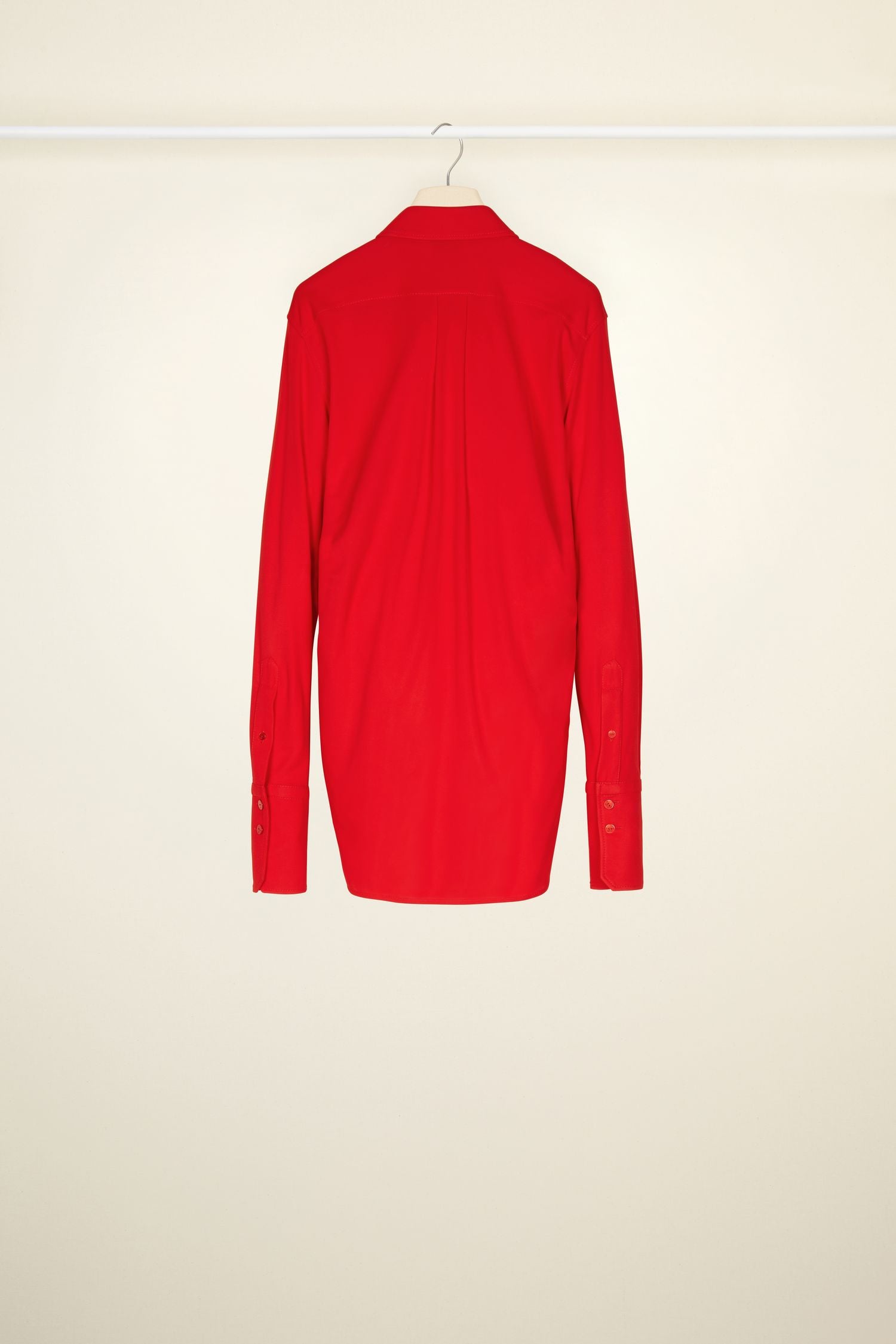 Blouse en jersey à col claudine - Rouge