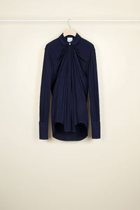 Blouse en jersey à col claudine - Encre