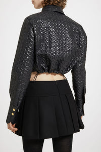 Chemise courte à découpes en nylon matelassé éco-responsable