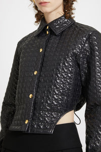 Chemise courte à découpes en nylon matelassé éco-responsable