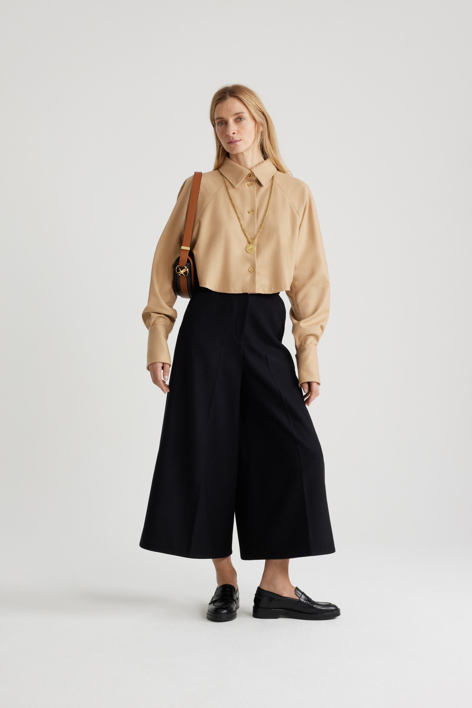 Chemise courte en mélange de laine éco-responsable