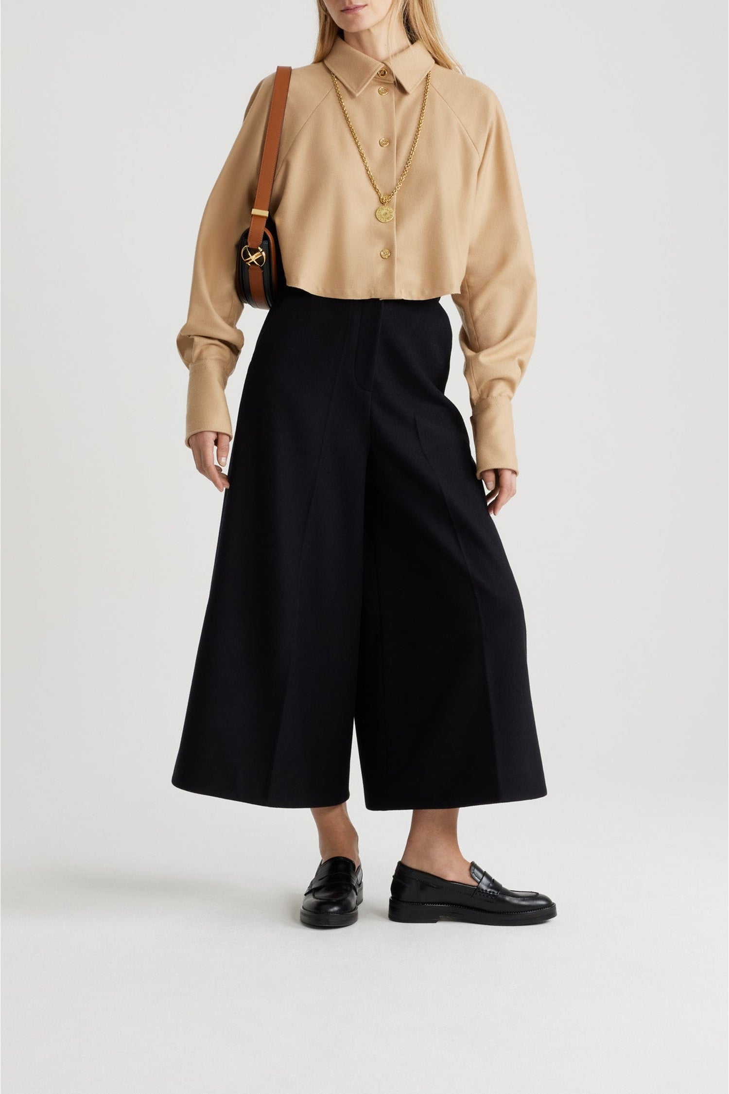 Gray Sand / Chemise courte en mélange de laine éco-responsable