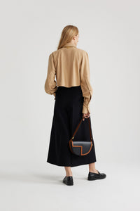 Gray Sand / Chemise courte en mélange de laine éco-responsable