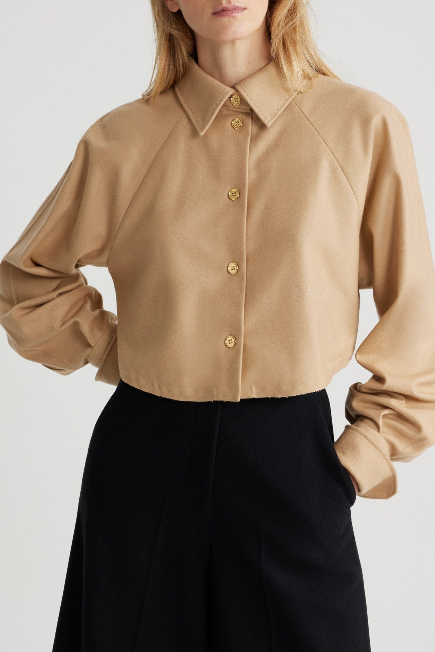 Chemise courte en mélange de laine éco-responsable