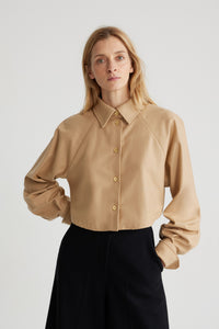 Chemise courte en mélange de laine éco-responsable