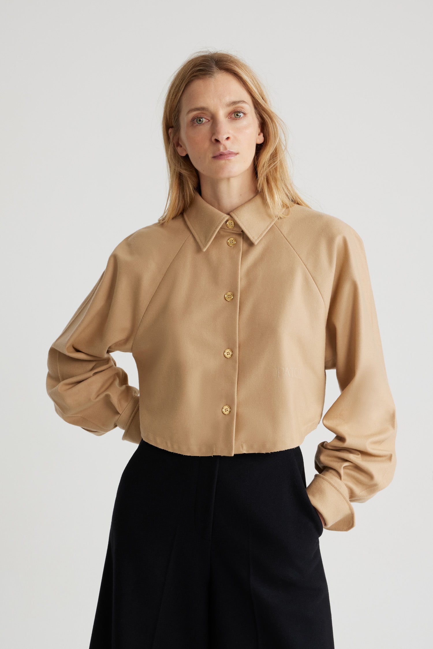 Chemise courte en mélange de laine éco-responsable