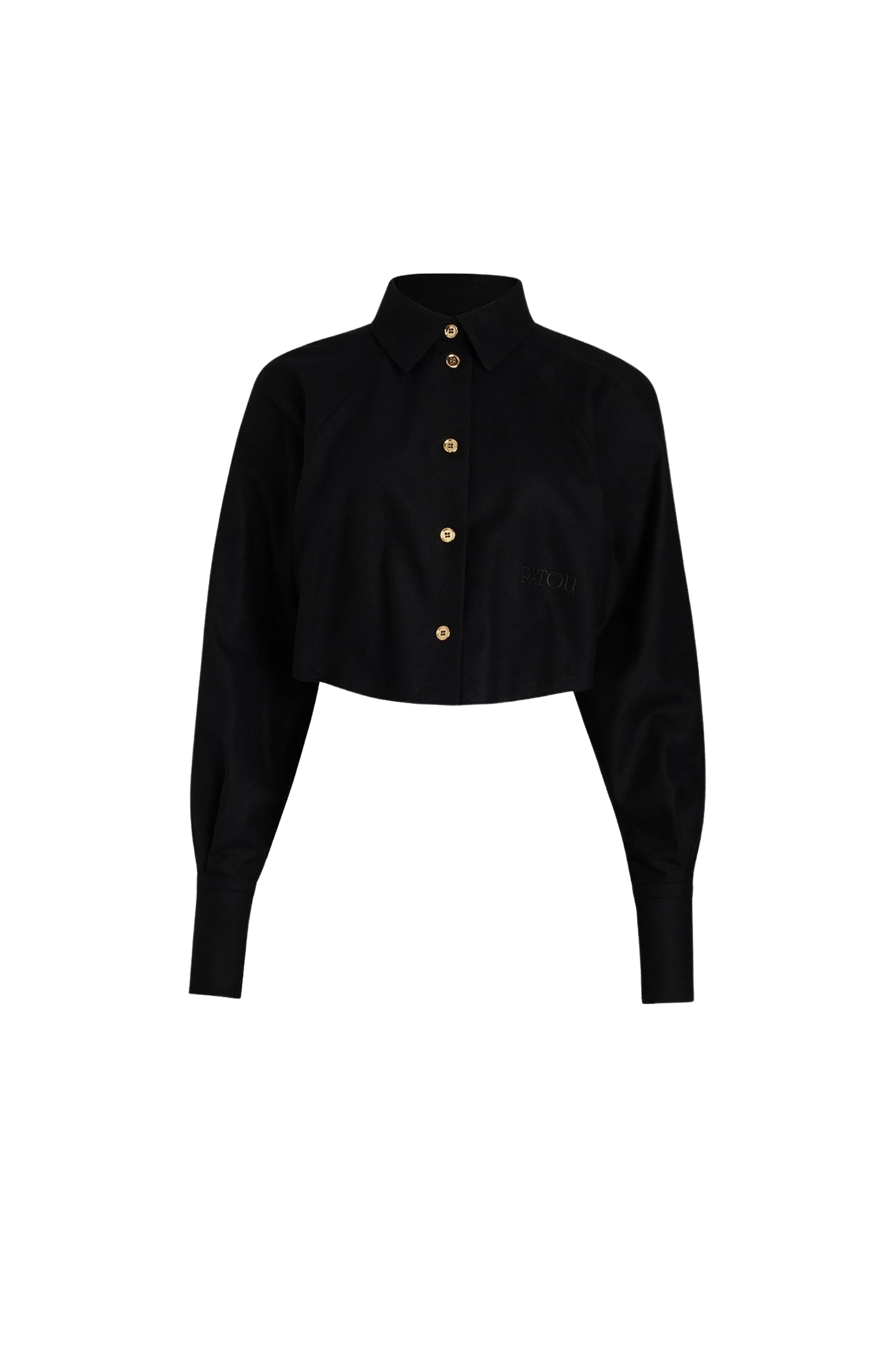 Chemise courte en laine - Noir