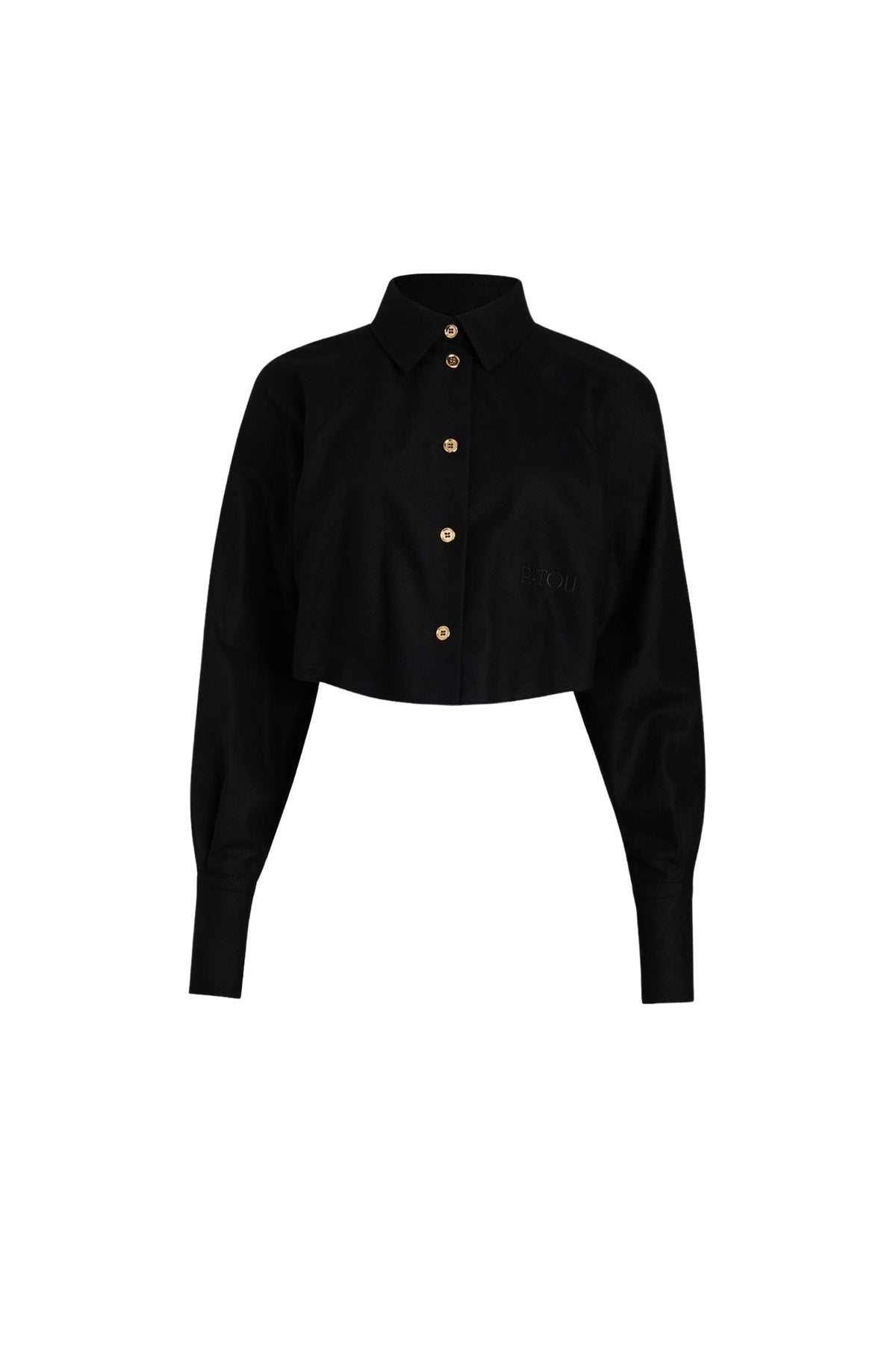 Black / Chemise courte en mélange de laine éco-responsable