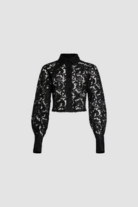 Chemise courte en dentelle de coton bio