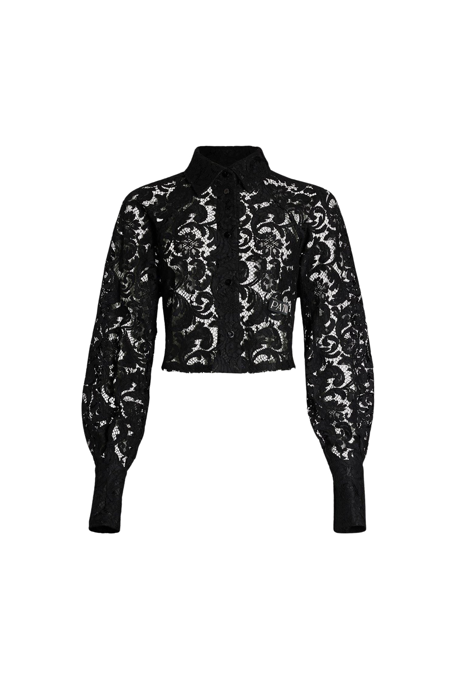 Chemise courte en dentelle - Noir