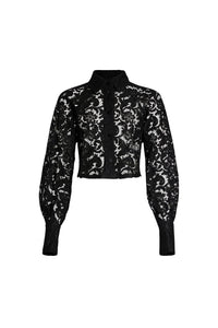 Black / Chemise courte en dentelle de coton bio
