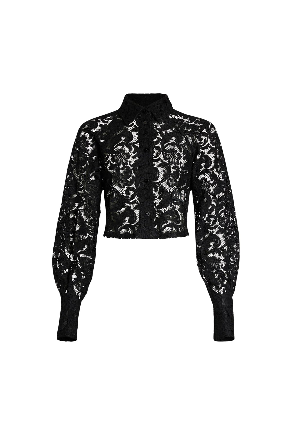 Black / Chemise courte en dentelle de coton bio