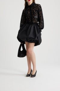 Chemise courte en dentelle de coton bio