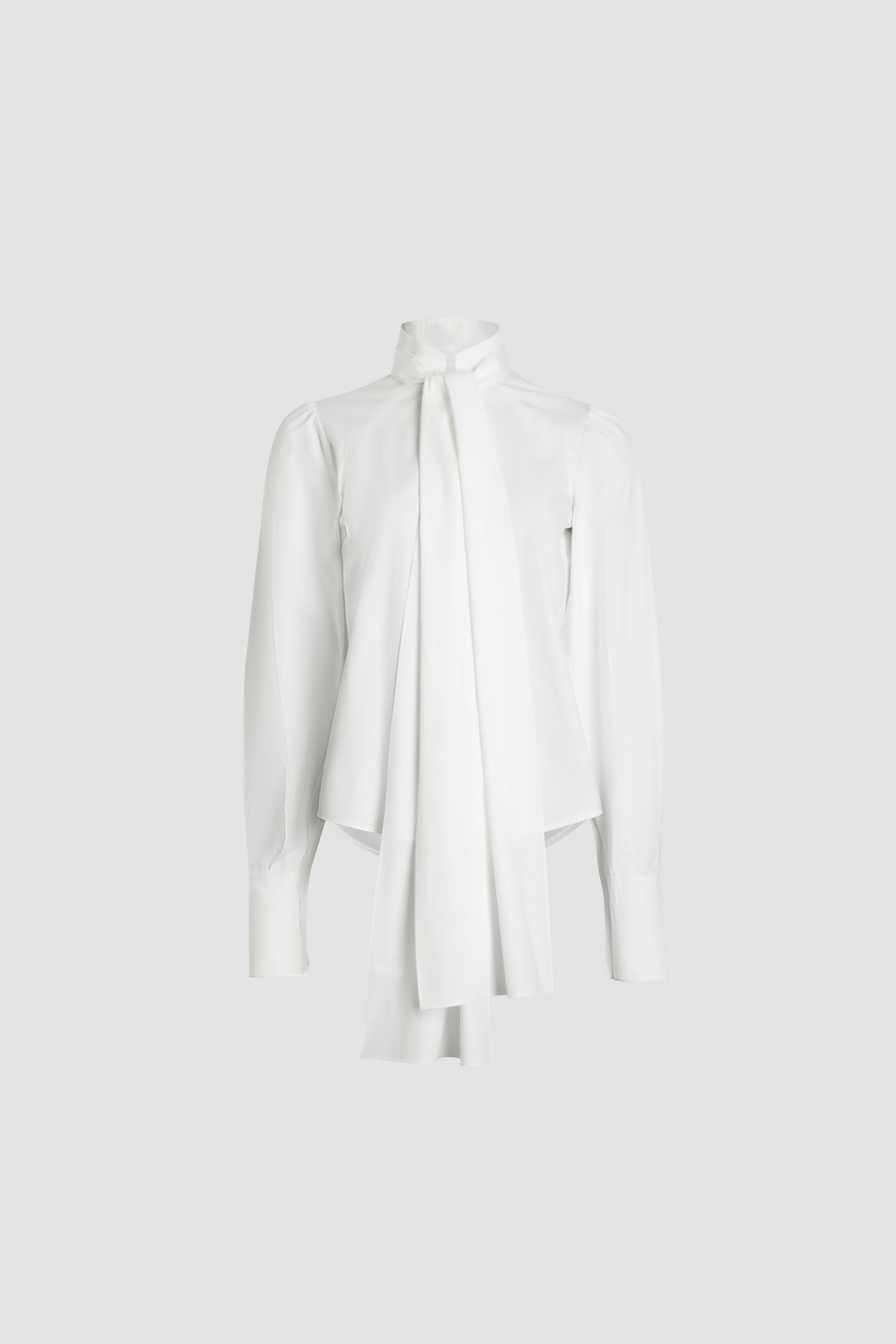 White / Chemise à col lavallière en coton bio