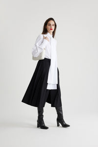 White / Chemise à col lavallière en coton bio