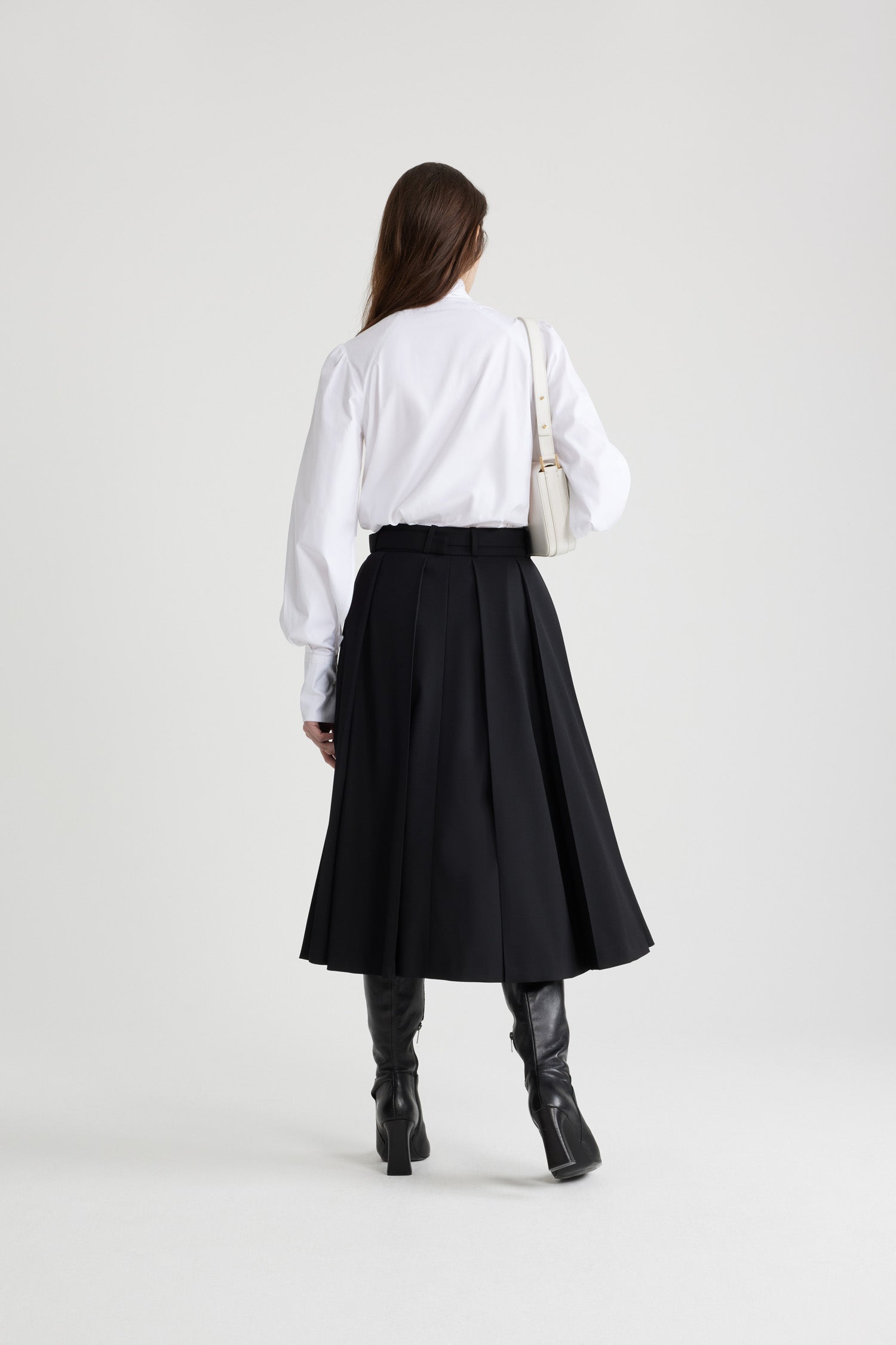 Chemise à col lavallière en coton - Blanc
